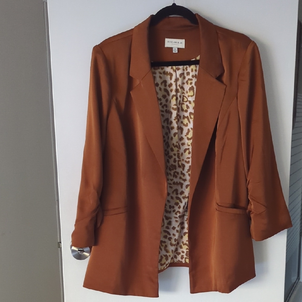 Skies Are Blue Saffron Silken Open Blazer